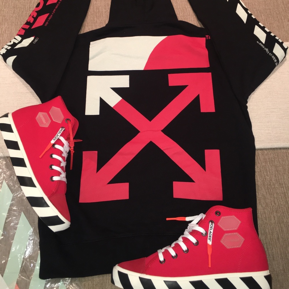 OFF-White Diagonal Split Logo Hoodie Black/Multi